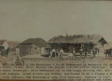 McKenzie County 1909 - Pioneer Museum of McKenzie County Collection - William Henry and Ida Renbarer's first homestead