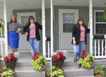 Grand Forks - Emily Contreras, executive of the Grand Forks Community Land Trust, and homeowner Crystal B, Walnut Street