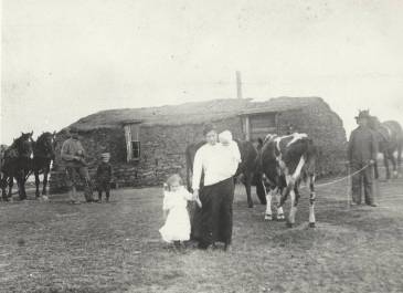 Colgan 1909 - Sod House Gilbert and Mathia Moe's homestead in the Lincoln Valley and Twin Butte area of Divide County 1909