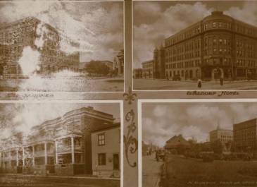 Fargo 1910 - B - B Collection Waldorf Hotel, Northern Pacific Depot, The Gardner, and North Broadway Apartments