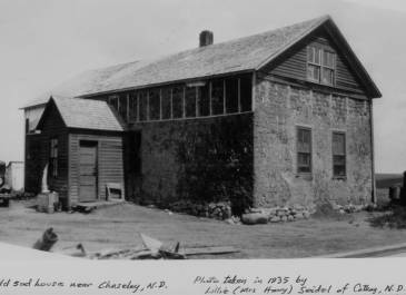 Wells County 1935 - Harris Forrest Seidel - Two story sod house near Chaseley