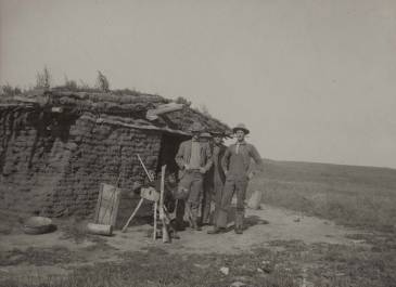 1900 - SHS B - B Collection - Sod house showing vegetation on roof