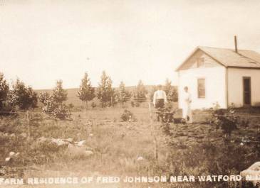 Watford City 1910 - Pioneer Museum of McKenzie County Collection - Farm residence of Fred Johnson near Watford postcard 